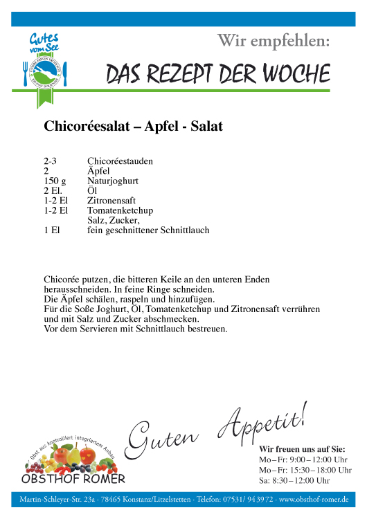 Chicoree-Apfel-Salat Obsthof Romer Litzelstetten